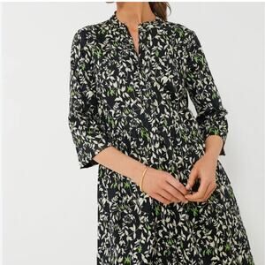 Tuckernuck Womens Verdant Iris Royal Shirt Dress Black Green Floral Size Medium
